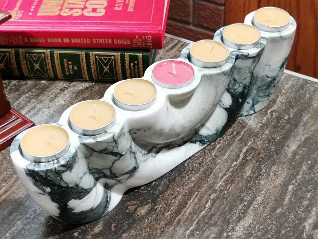 Elegant Carrara Marble Tealight Wave