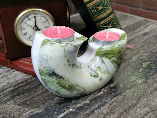 Mossy Cascade Marble Tealight Vessel